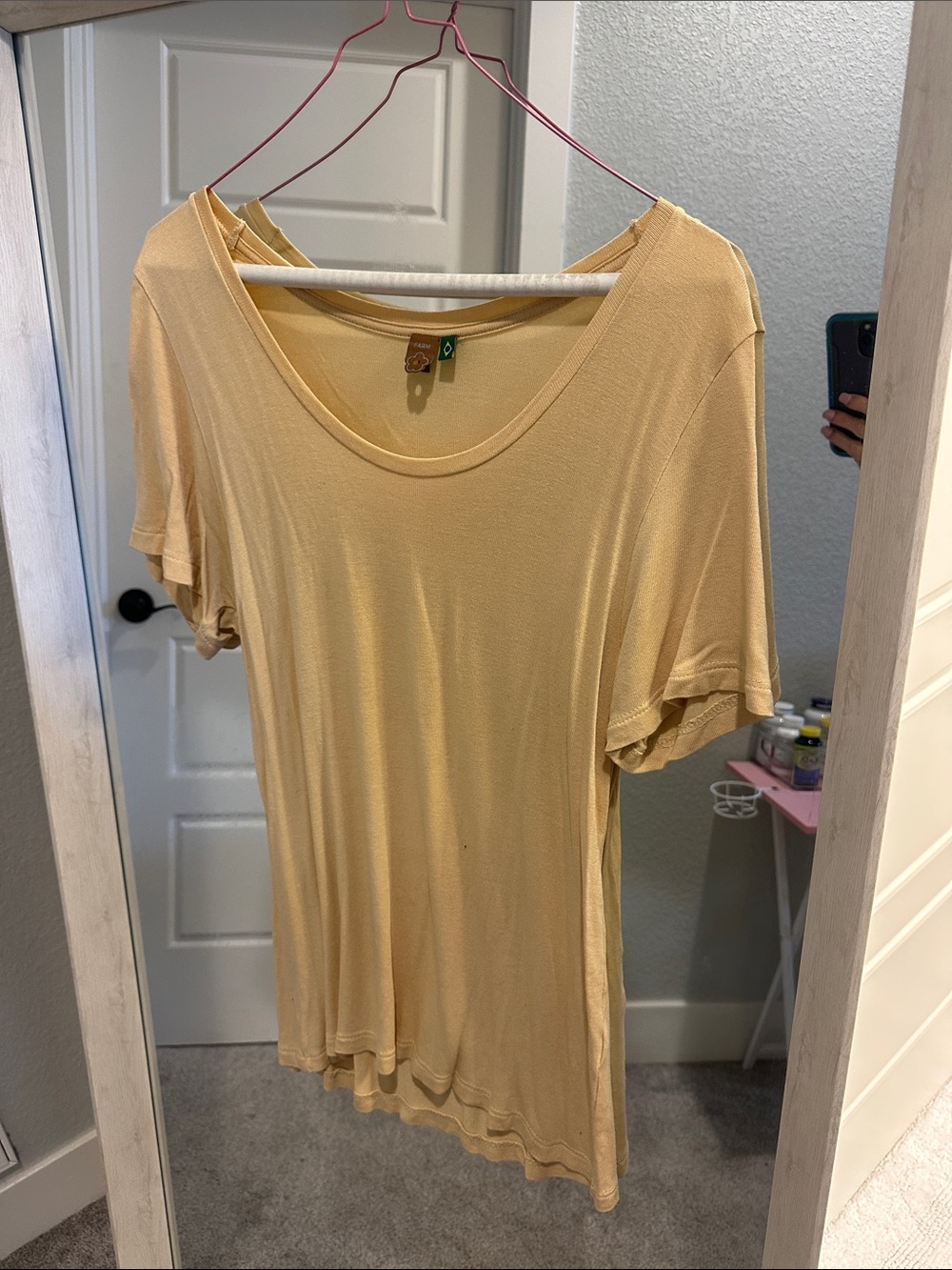 FARM Rio Pale Yellow Scoop Neck Short Sleeve Top